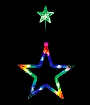 WITRAŻ GWIAZDKA ZAWIESZKA NA OKNO ŚWIĄTECZNA LAMPA LED MULTIKOLOR