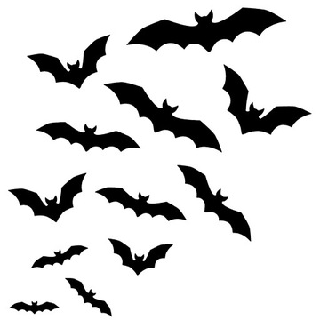 Naklejki Halloween Nietoperze Zestaw 12SZT Na Okno Ozdoba Halloweenowa