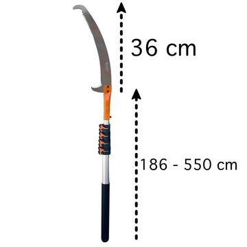 ПИЛА ПО ДЕРЕВУ С КРЮКОМ, ТЕЛЕСКОПИЧЕСКАЯ РУКОЯТКА 5,5М