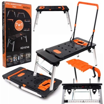 KRAFT&DELE STÓŁ WARSZTATOWY ROBOCZY SKŁADANY 7W1 WÓZEK KOBYŁKA KD10748