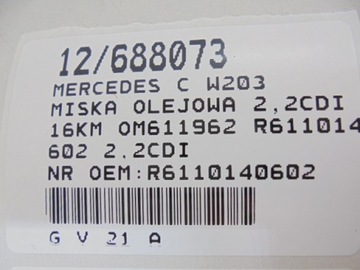 MERCEDES C W203 VANA OLEJ R6110140602 2,2CDI