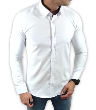 Koszula casualowa slim fit klasyczna oxford biała