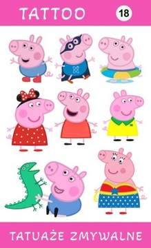 Przepiękny Zestaw Tatuaży Zmywalnych Dla Dzieci Świnka Peppa Pig