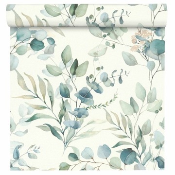 Tapeta flizelinowa 4Home Eukaliptus 53 cm x 10,05 m kremowo-zielona