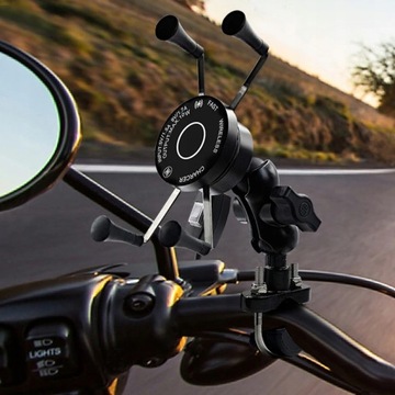 ДЕРЖАТЕЛЬ ДЛЯ МОТОЦИКЛА ИНДУКТИВНОЕ ЗАРЯДНОЕ УСТРОЙСТВО QC 3.0