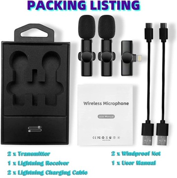 БЕСПРОВОДНОЙ 2X СВЯЗНОЙ МИКРОФОН ДЛЯ IOS IPHONE