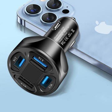 БЫСТРОЕ АВТОМОБИЛЬНОЕ ЗАРЯДНОЕ УСТРОЙСТВО 4xUSB 3.1A