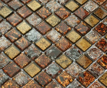 PŁYTKA Mozaika brązowa ICE BROWN MIX, mozaika brązowa mrożona , dekor