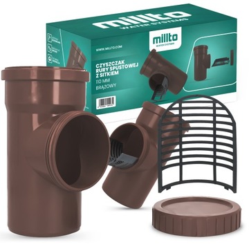 5x очиститель желоба, РЕВИЗИЯ ЖЕЛОБА, водосточная труба, 110, сетчатый фильтр желоба, коричневый, ЗАГЛУШКА