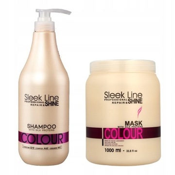STAPIZ SLEEK LINE ZESTAW COLOR SZAMPON+MASKA 2X1L