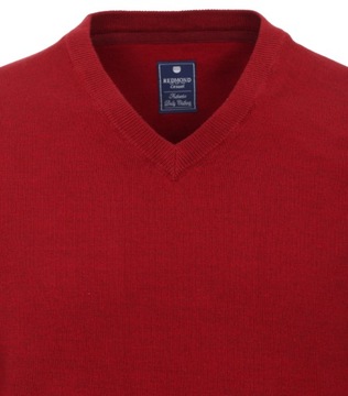 SWETER MĘSKI BAWEŁNIANY BORDOWY REDMOND DEKOLT V-NECK SEREK PREZENT XXL