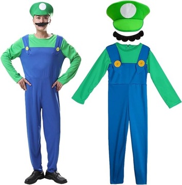 Kostium przebranie Super Mario Bross XL Luigi MĘSKI - zielony 185-195cm