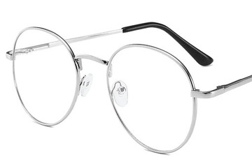 OKULARY metal KOREKCYJNE PLUSY +3 srebrne