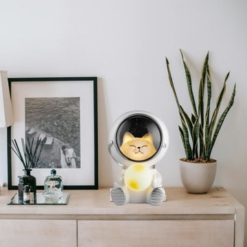 СВЕТОДИОДНЫЙ НОЧНИК КОТ АСТРОНАВТ - Подарок ребенку - ТЕПЛЫЙ СВЕТ