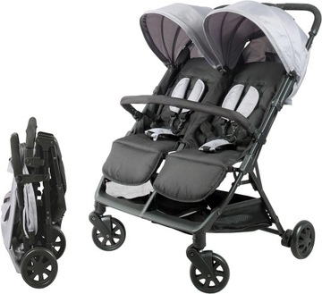 BAMBISOL DOUBLE GRIS W298 WÓZEK SPACEROWY BLIŹNIACZY LEKKI SKŁADANY