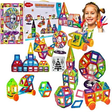 EDUKACYJNE KLOCKI MAGNETYCZNE 128 el GRATIS ..1