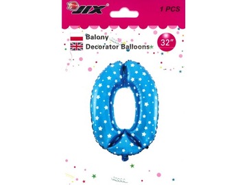 Balon foliowy niebieski 82cm cyfra 0
