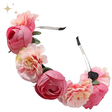 Полоса венки с цветами для розовой головы с розами бохо.