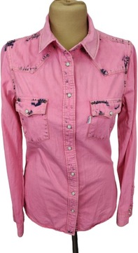 LEVI'S Jeansowa KOSZULA Różowa w stylu western z kieszeniami S