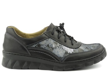 PÓŁBUTY SNEAKERSY MOKASYNY DAMSKIE HELIOS 360 SKÓRA CZARNE B 36
