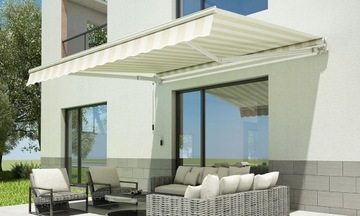 Markiza na balkon 300x250 White/Taupe - FOCUS GARDEN
