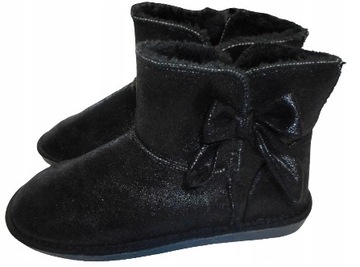 Buty damskie ocieplane czarne z kokardą r.40