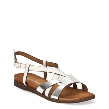 ЖЕНСКИЕ ЭЛЕГАНТНЫЕ САНДАЛИИ НА ПЛОСКОЙ ПЛОСКОЙ ПЛОСКОСТИ SERGIO LEONE WHITE Размер 40