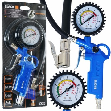 PISTOLET DO POMPOWANIA KÓŁ MANOMETR BLACK 16BAR 220PSI