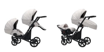 Wózek bliźniaczy Duet LongStar + 2 foteliki samochodowe ISOFIX - 20 kolorów