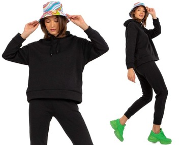 Ciepły dres DRESY komplet BLUZA F508 czarny L/XL