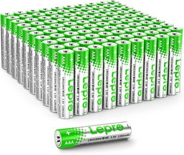 Baterie Alkaliczne AAA 100 szt 1,5 V 1200 mAh Lepro