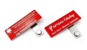 IDENTYFIKATOR MAGNETYCZNY osobowy personalny firmowy medyczny grawer