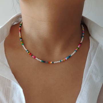 ZX Boho Handmade Beaded Chain Chokers Short