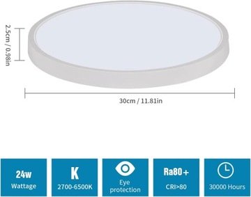 СВЕТОДИОДНЫЙ ПОТОЛОЧНЫЙ СВЕТИЛЬНИК, КРУГЛЫЙ, БЕЛЫЙ, ВАННАЯ С ДИСТАНЦИОННЫМ УПРАВЛЕНИЕМ RGB IP40