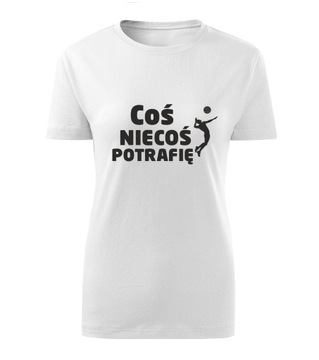 Koszulka T-shirt damska D592 COŚ NIECOŚ POTRAFIĘ SIATKA biała rozm S