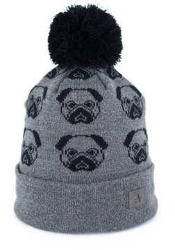 Szaleo CZAPKA No to mops Z POMPONEM cz18333-1