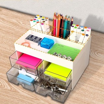 БЕЛЫЙ МЕТАЛЛИЧЕСКИЙ НАСТОЛЬНЫЙ ЯЩИК ДЛЯ ИНСТРУМЕНТОВ ОРГАНИЗАТОР КОНТЕЙНЕР С 4 ОТДЕЛЕНИЯМИ ЯЩИК