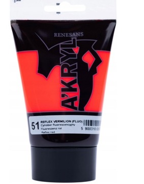 RENESANS A'KRYL Farba akrylowa 100 ml 51-Cynober Fluorescencyjny