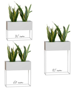 DONICA METALOWA PROSTOKĄTNA RODOS, 60 cm BIAŁA