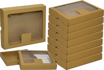 Pudełko karton z OKIENKIEM 240x200x35mm Do Pakowania PREZENTÓW 10szt.