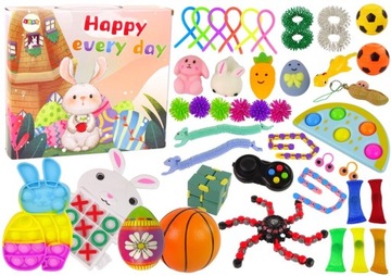 Zestaw Zabawek Wielkanocnych Fidget Toys Pop It Squishy Antystresowe 42 Ele