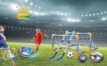 СПОРТИВНЫЕ ИГРУШКИ ДЛЯ ДЕТЕЙ ВОРОТА + 2 ХОККЕЙНЫЕ КЛЮШКИ + ЛЕТАЮЩИЙ ФУТБОЛ