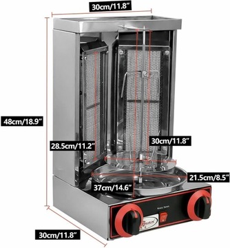 ВЕРТИКАЛЬНЫЙ ВРАЩАЮЩИЙСЯ ГАЗОВЫЙ ГРИЛЬ ДЛЯ ТОСТОВ НА СУГ/СПГ ГИРОСА КЕБАБ