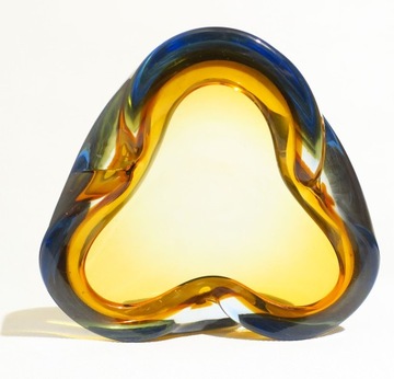 PATERA MURANO SKRĘCONA NIEBIESKO ŻÓŁTA 16 x 16 CM