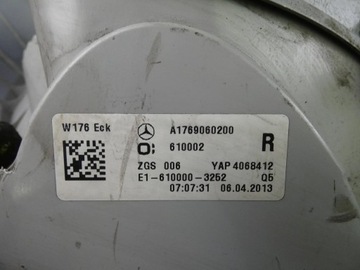 MERCEDES A TŘÍDA W176 SVĚTLO PRAVÁ PRAVÝ ZADNÍ