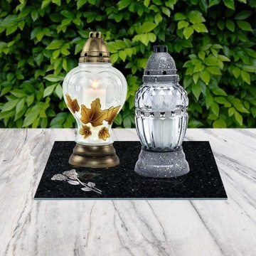 SZKLANA PODSTAWKA POD ZNICZE 40x30cm róża marmur 568b