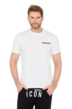 DSQUARED2 Biały bawełniany t-shirt z małym logo L