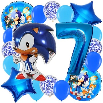 ZESTAW BALONÓW SONIC BALON CYFRA 7 LAT SIÓDME URODZINY DEKORACJE SONIC