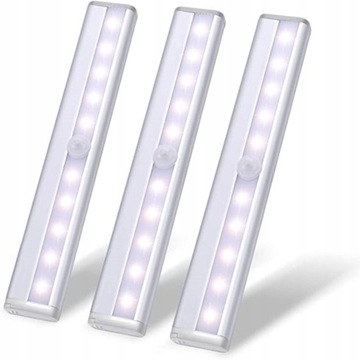 3x Bezprzewodowa Lampka 10LED czujnik ruchu szafa
