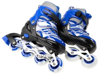 РОЛИКОВЫЕ КОНЬКИ РЕГУЛИРУЕМЫЕ КОНЬКИ СИНИЕ КОЛЕСО СВЕТОДИОДНЫЕ КОЛЕСА 34-37